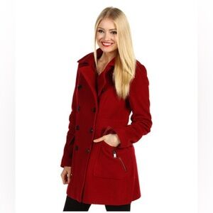 Marc New York Women's Vibrant Red Pea Coat - Andrew Marc